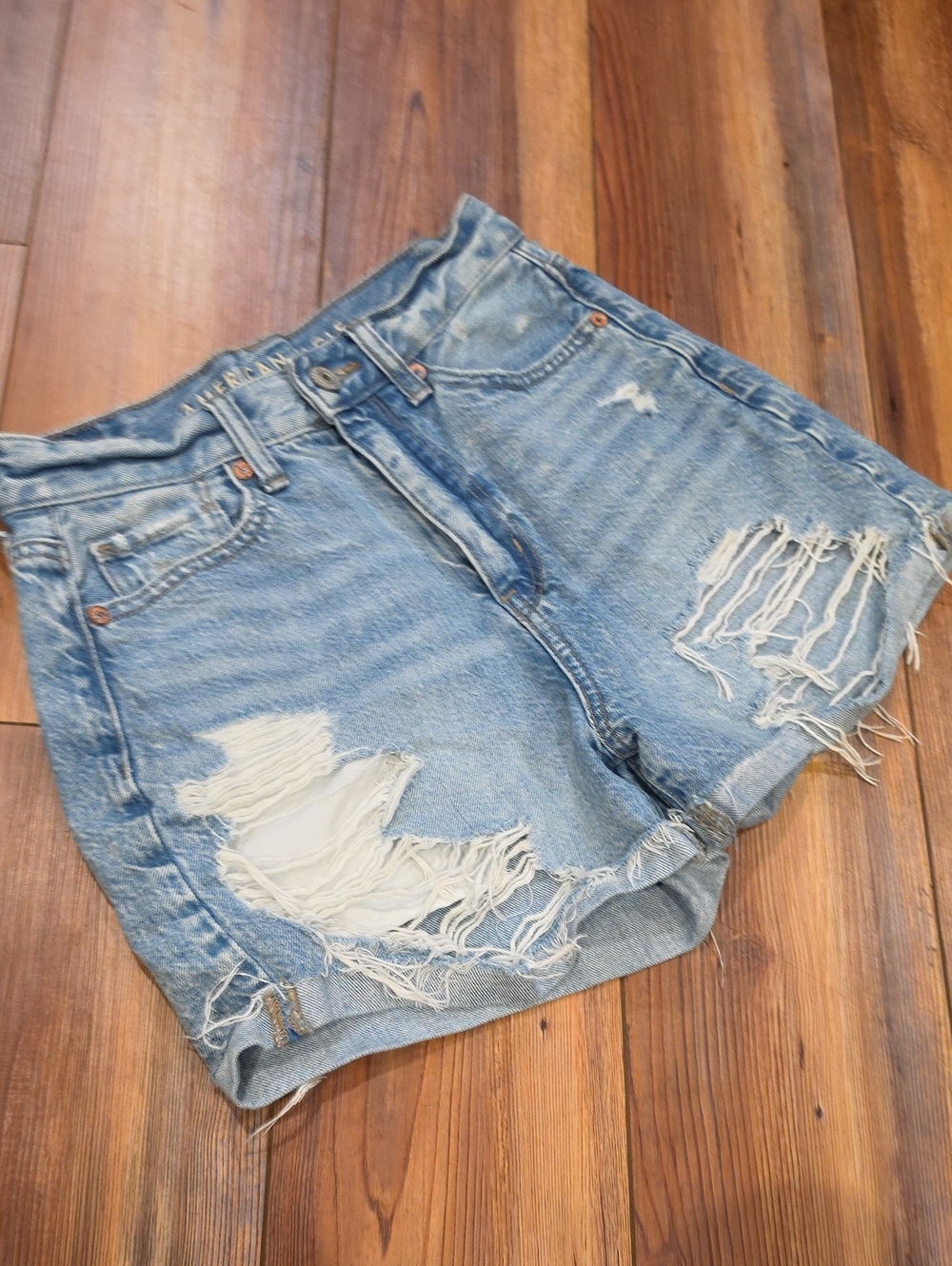 American Eagle Outfitters Light Blue Distressed mom Shorts